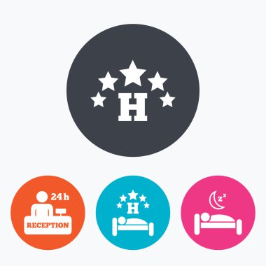 Beş yıldızlı otel simgeler. seyahat dinlenme yer.