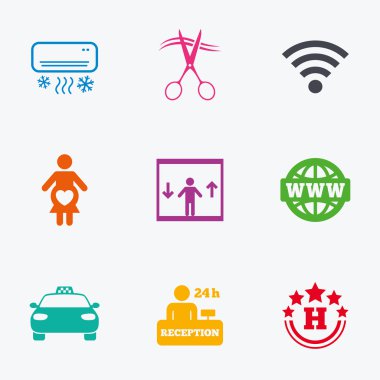 Hotel, apartment service icons. Barbershop sign.