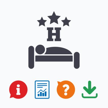 üç yıldızlı otel işareti simgesi. dinlenme yeri.