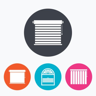 Panjur simgeler. Plisse, dikey ve rulolar.