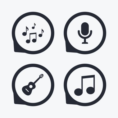 Müzik simgeler. mikrofon, akustik gitar.