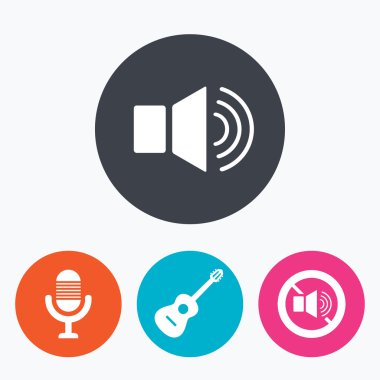 Müzikal öğeleri simgesi. Mikrofon, ses hoparlör