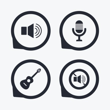Müzikal öğeleri simgesi. Mikrofon, ses hoparlör