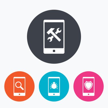 Smartphone simgeler. Koruma Kalkanı, onarım