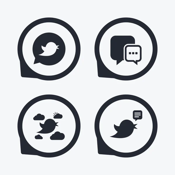 Vogels pictogrammen. Sociale media — Stockvector