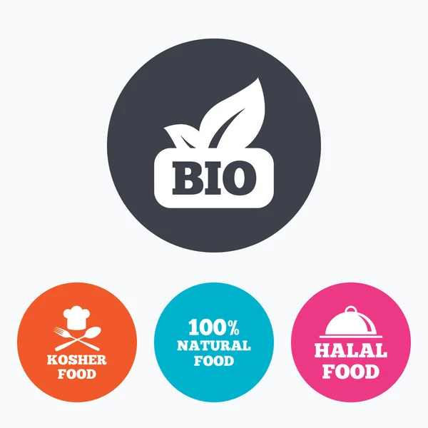 Iconos naturales de Bio alimentos . — Archivo Imágenes Vectoriales