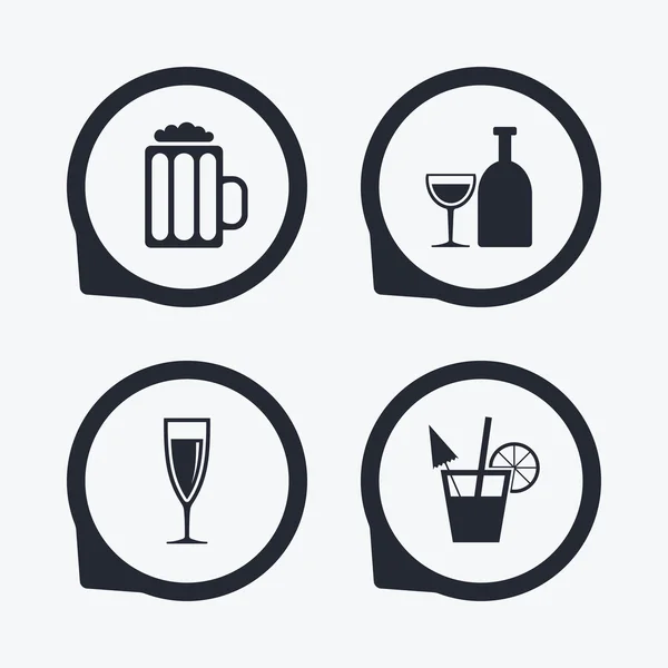 Знаки алкогольных напитков . — стоковый вектор