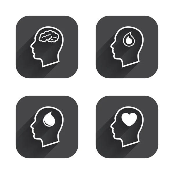 Head with brain icon. Male human symbols. — Stock Vector