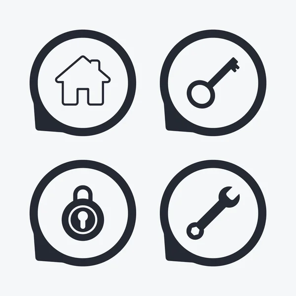 Home key icon. Wrench service tool symbol. — Stock Vector