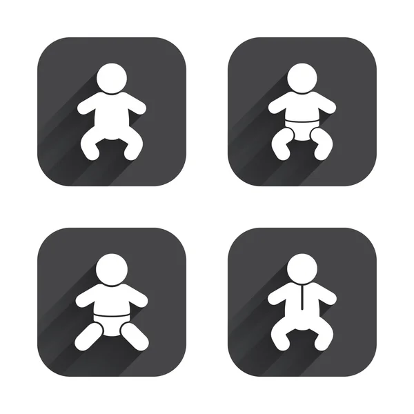 Iconos recién nacidos. Bebé bebés símbolos . — Archivo Imágenes Vectoriales