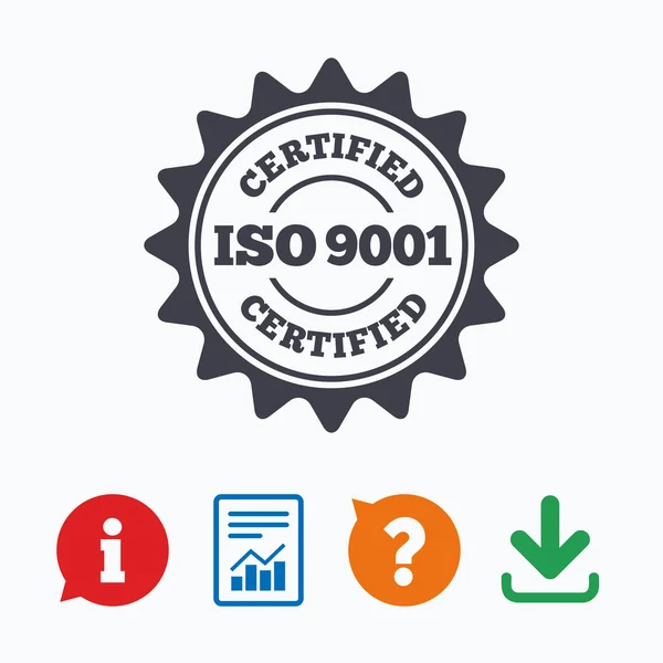 Segno certificato ISO 9001. Timbro di certificazione . — Vettoriale Stock