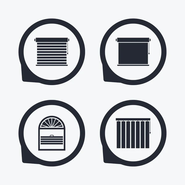 Louvers icons. Plisse, vertical and rolls. — Stock Vector