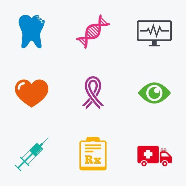 Iconos de medicina, salud y diagnóstico . — Archivo Imágenes Vectoriales