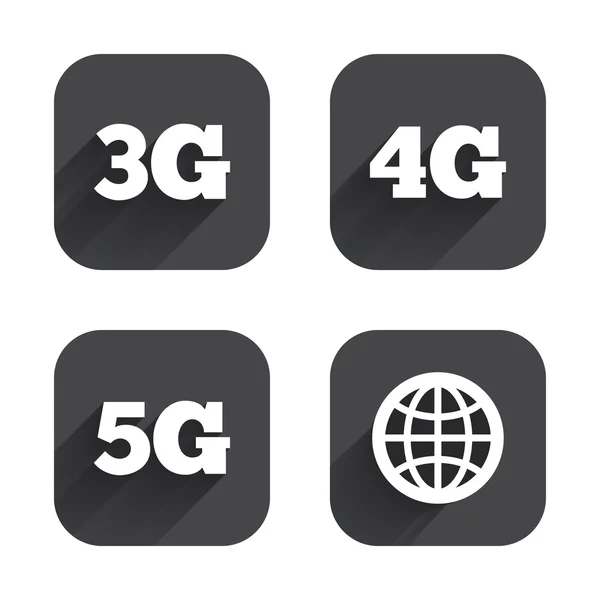 Mobilních telekomunikací ikony. 3g, 4g a 5g. — Stockový vektor