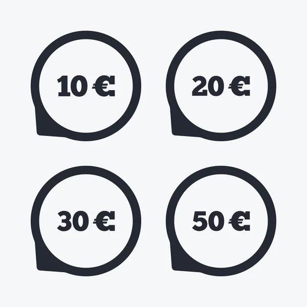 Dinero en iconos Euro. Diez, veinte, cincuenta euros . — Archivo Imágenes Vectoriales