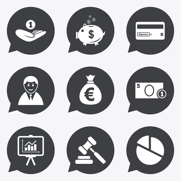 Iconos de dinero, efectivo y finanzas. Signo de alcancía . — Vector de stock
