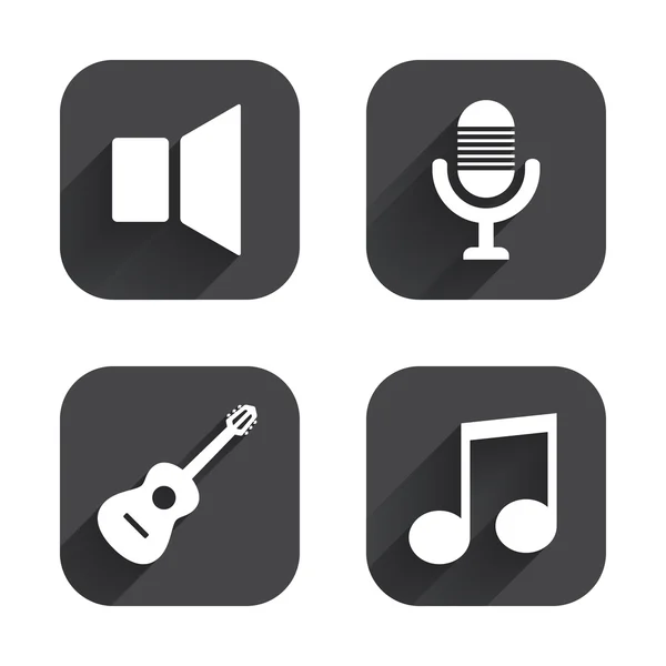 Muzikale elementen pictogram. Microfoon, geluid luidspreker — Stockvector
