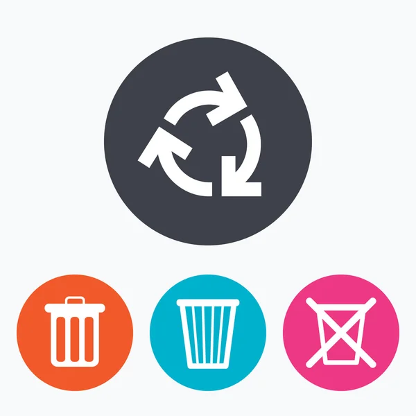 Recycle bin pictogrammen. Hergebruik of verminderen van symbool. — Stockvector