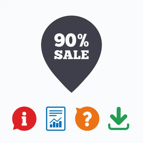 Prodej 90 procent, ukazatel ikona znamení značky. — Stockový vektor
