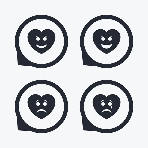 Heart smile face icons. — Stock Vector