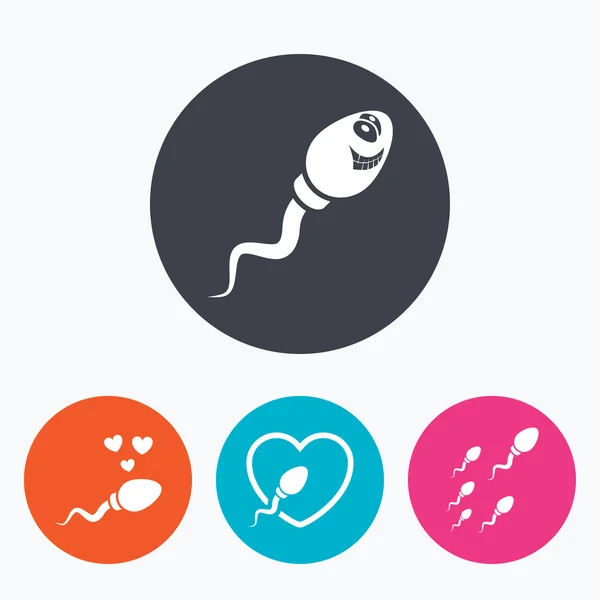 Sperm icons. Fertilization or insemination signs — Stock Vector