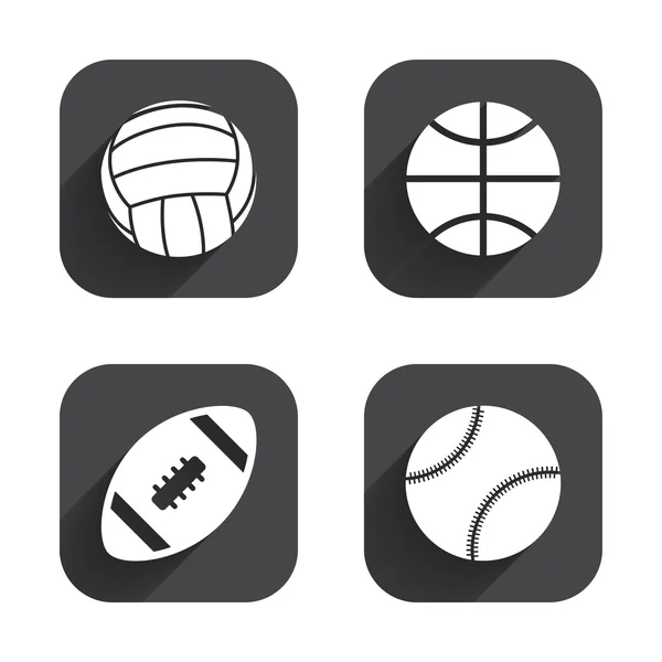 Pelotas deportivas. Voleibol, Baloncesto, Béisbol . — Archivo Imágenes Vectoriales