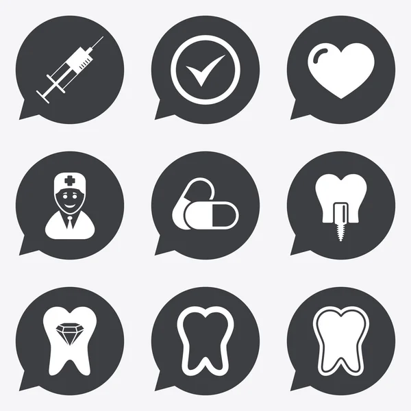 Иконы зубного и стоматологического обслуживания . — стоковый вектор