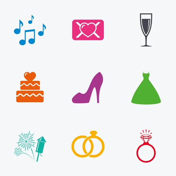Wedding, engagement icons. — Stock Vector