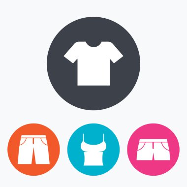 Giysi işaretler. T-shirt ve şort ile pantolon.