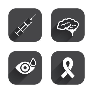 Tıp simgeler. Şırınga, göz, beyin