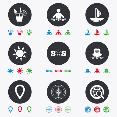 Cruise gezisi, gemi ve yat simgeleri.