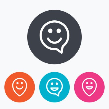 Mutlu yüz konuşma balonu simgeler.