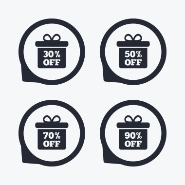 Satılık hediye kutusu etiketi simgeler.