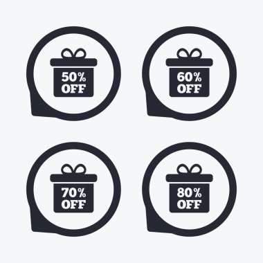 Satılık hediye kutusu etiketi simgeler.