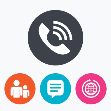 Grup kişiler ve telefon görüşmesi.