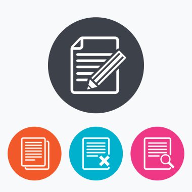 Belge simgeleri. Arama, silme