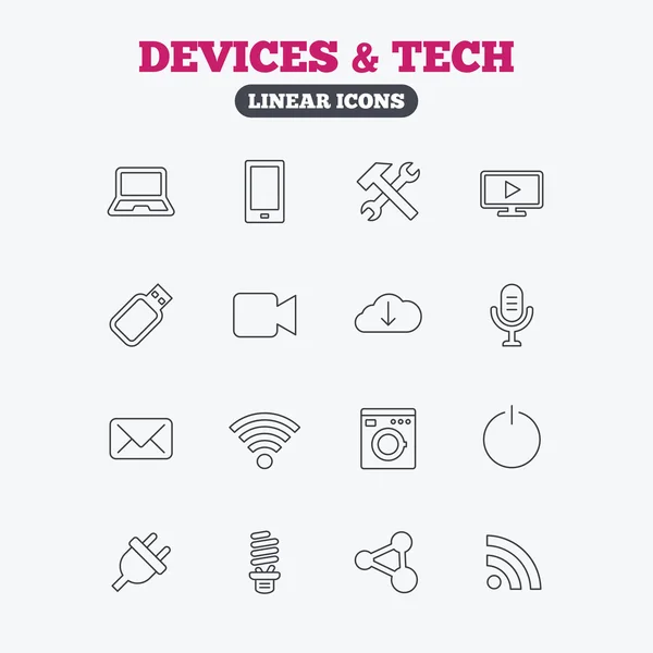 Pictogrammen voor apparaten en technologieën. — Stockvector