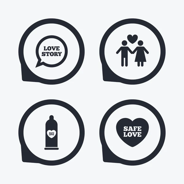 Condom safe sex icons. — Stock Vector