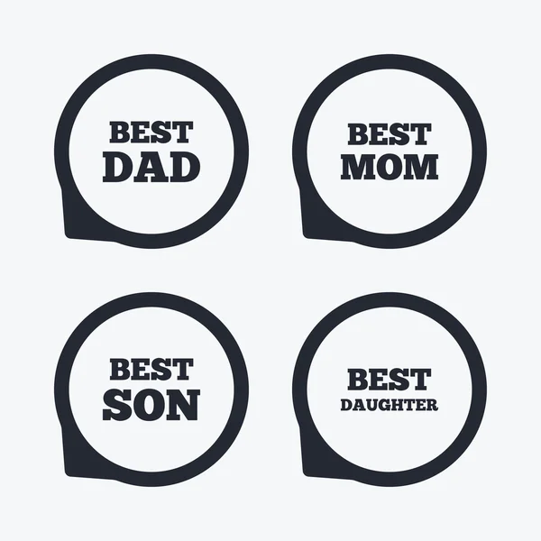 Mejor mamá y papá, hijo, hija — Vector de stock