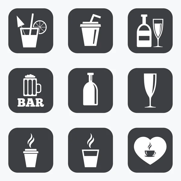 Bière, café et thé icônes . — Image vectorielle