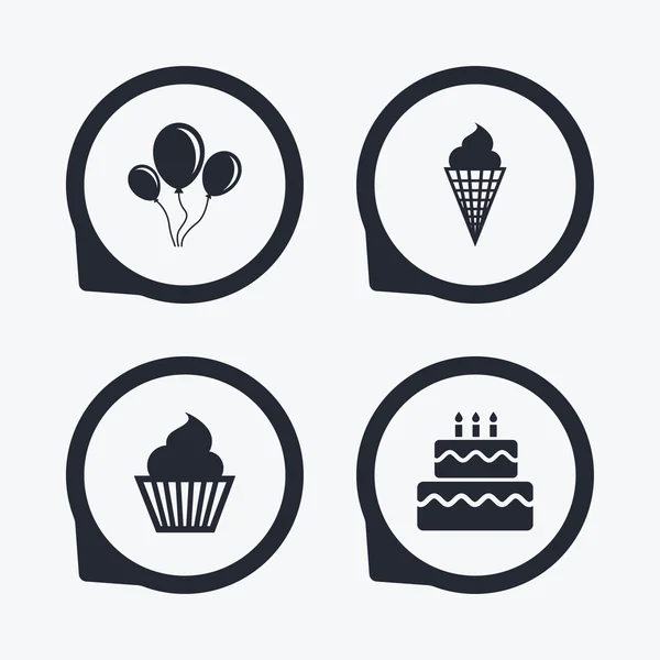 Iconos de fiesta de cumpleaños. — Vector de stock