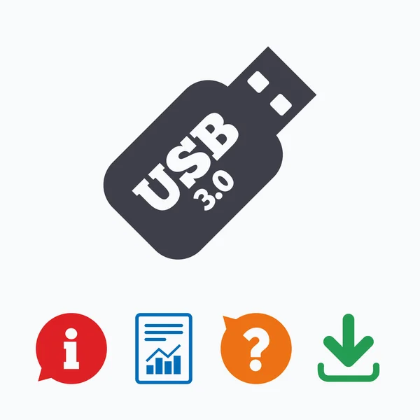 USB 3.0 çubuk işareti — Stok Vektör