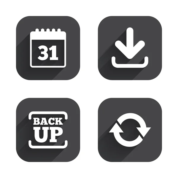 Download en back-ups borden. Kalender, rotatie — Stockvector