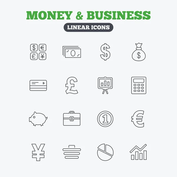 Icônes d'argent et d'affaires — Image vectorielle