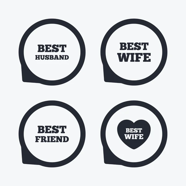 Migliori moglie, marito e amico icone . — Vettoriale Stock