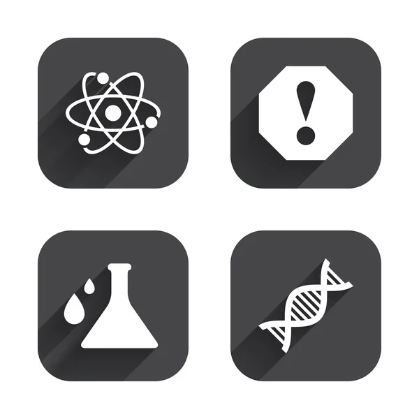 Ícones de atenção e DNA . —  Vetores de Stock