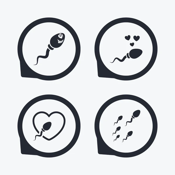 Sperm icons. Fertilization or insemination signs — Stock Vector