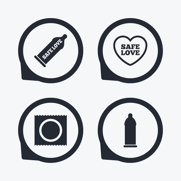 Safe sex love icons. — Stock Vector