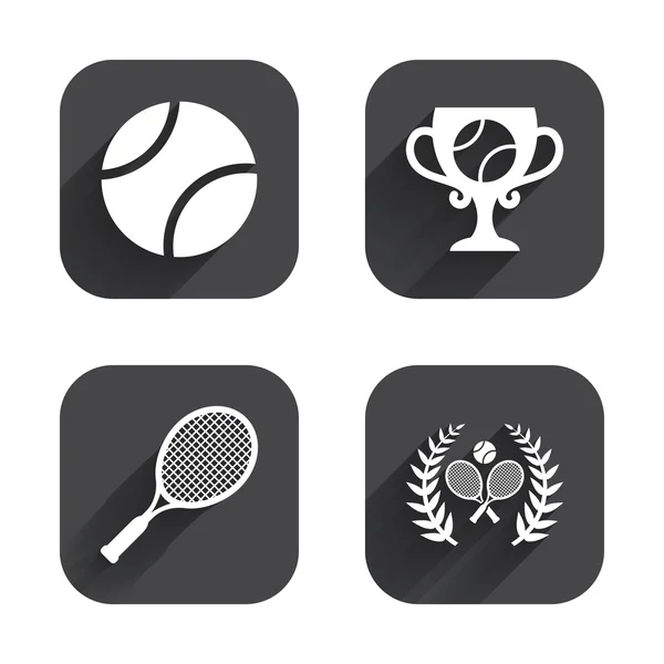 Tennisball og racketsikoner . – stockvektor