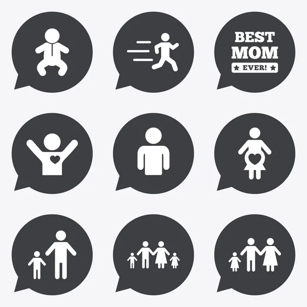 Pessoas, ícones de família. Sinal de maternidade . —  Vetores de Stock